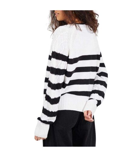 Pull Motif/style À Rayures Femme Blanc Cassé Noir Brave Soul
