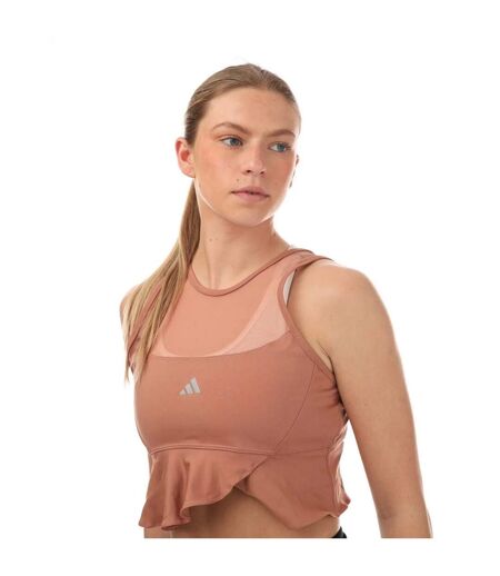 Womens/ladies Collective Power Aeroready Frill Crop Top Grey Adidas
