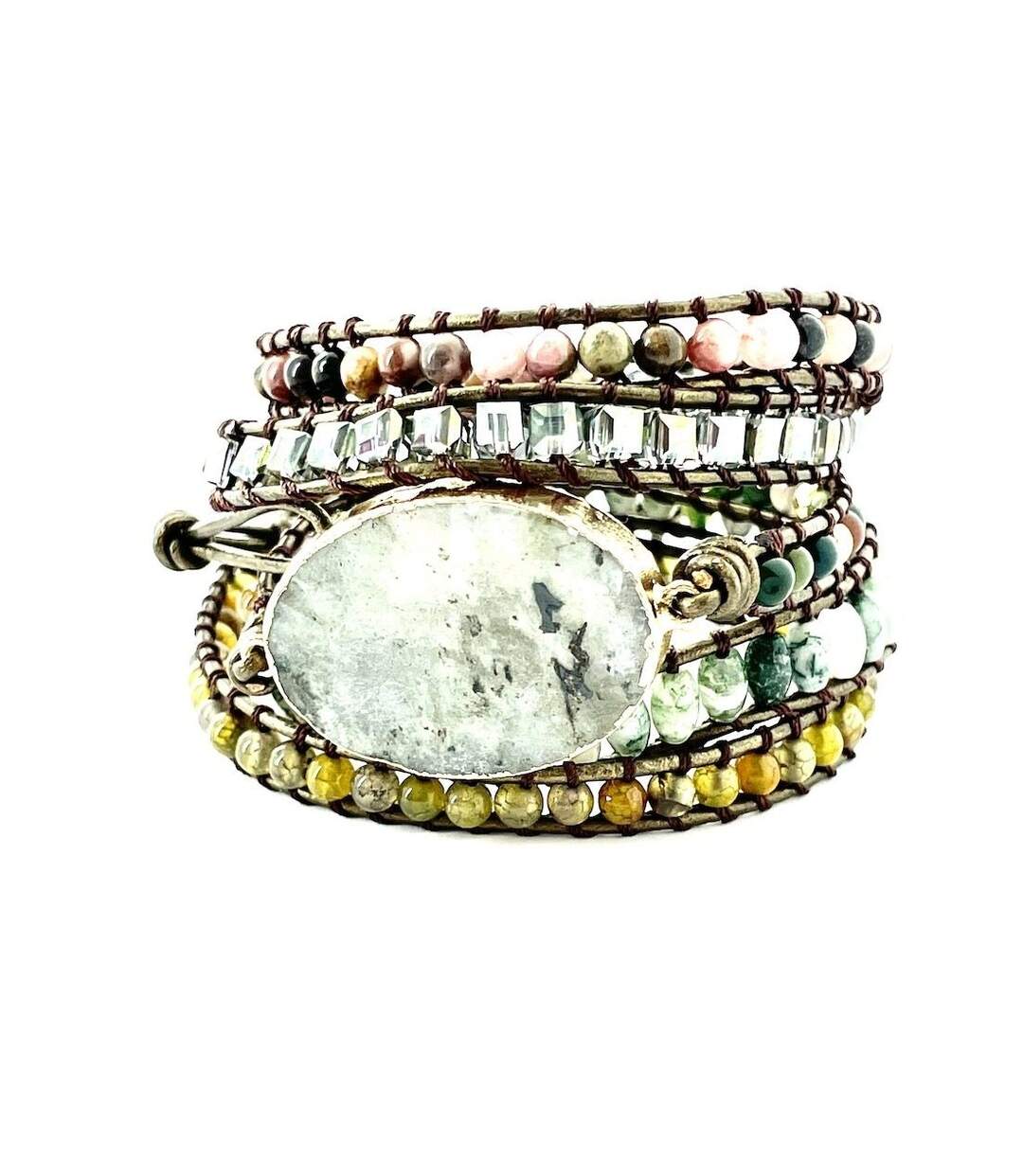 Bracelet paix labradorite et rhodonite-1