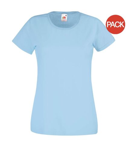 T-shirts manches courtes femmes bleu clair Fruit of the Loom