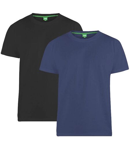 Duke Mens Fenton Kingsize D555 Round Neck T-shirts (Pack Of 2) (Black/Navy) - UTDC209