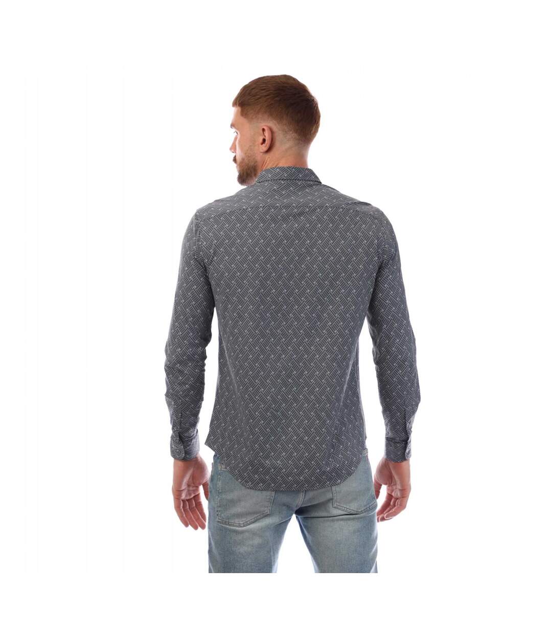 Mens Patterned Shirt Grey Emporio Armani-3