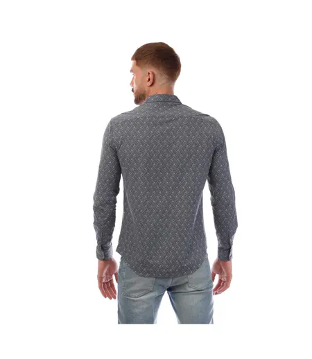 Mens Patterned Shirt Grey Emporio Armani