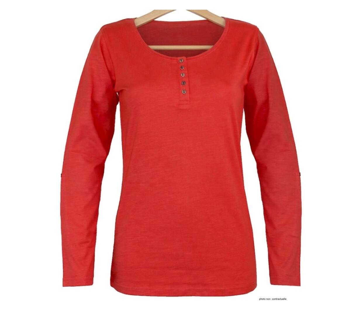 MAYFLOWER - TEEF2006C - Tee-shirt femme manches longues en coton flammé orange-2