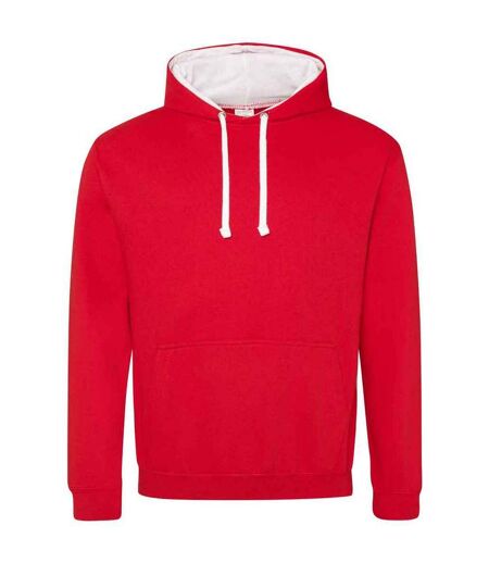 Sweat à capuche varsity femme rouge feu / blanc Awdis