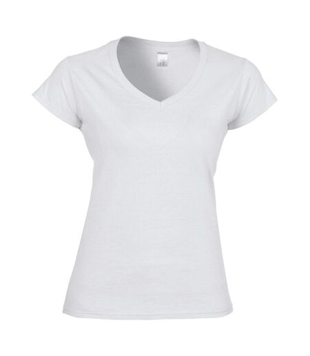 T-shirt à manches courtes et col en v femme blanc Gildan