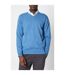 Maine Mens Cotton V Neck Sweater (Mid Blue) - UTDH6784