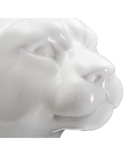 Statue Déco en Résine Léopard Assis 74cm Blanc