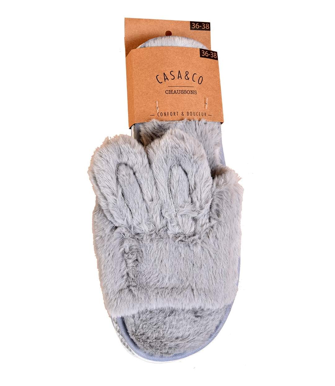 Pantoufles pour Femme CASA AND CO LAPIN Gris-3