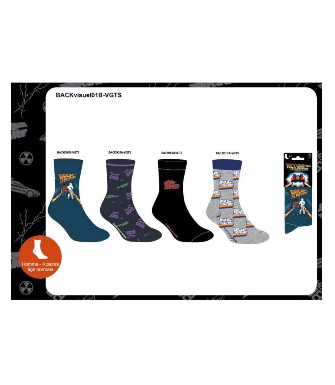 Chaussettes Pack HOMME RETOUR VERS LE FUTUR Pack de 4 Paires 1487-5