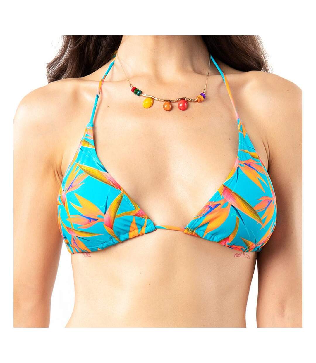 Haut de bikini turquoise à fleurs femme sun project 2803-1