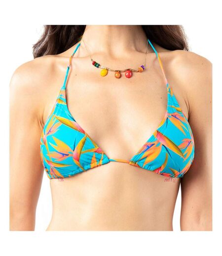 Haut de bikini turquoise à fleurs femme sun project 2803
