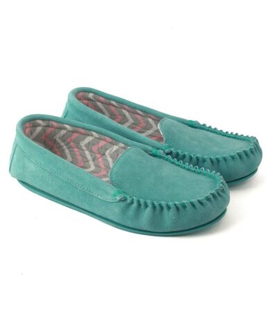 Womens/ladies ffion suede moccasins aqua blue Eastern Counties Leather