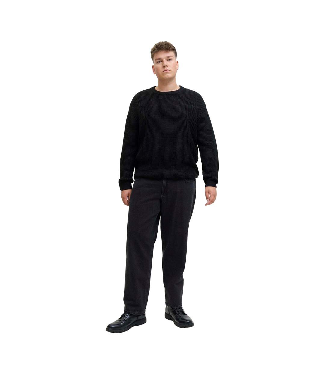 Mens Textured Long-sleeved Jumper Black Jack And Jones-4