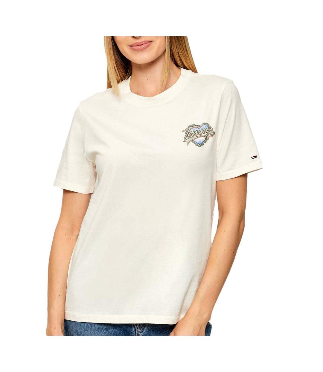 T-Shirt beige femme tommy hilfiger dw0dw21524-1