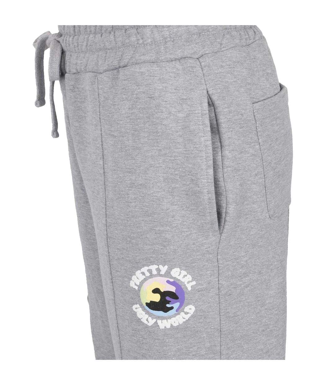 Womens/ladies Cotton Logo Standard Joggers Grey Pretty Boy Ugly World-4