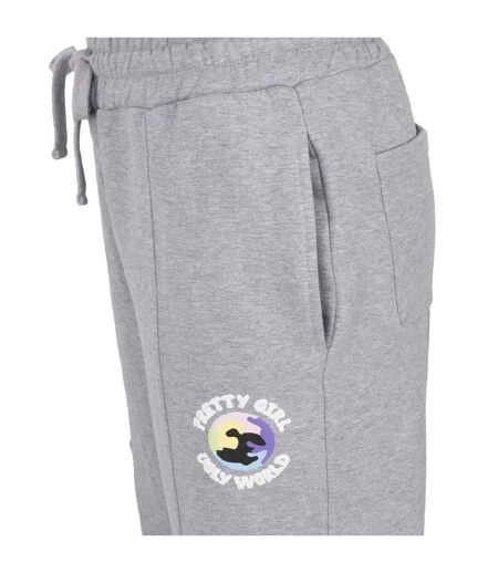 Womens/ladies Cotton Logo Standard Joggers Grey Pretty Boy Ugly World