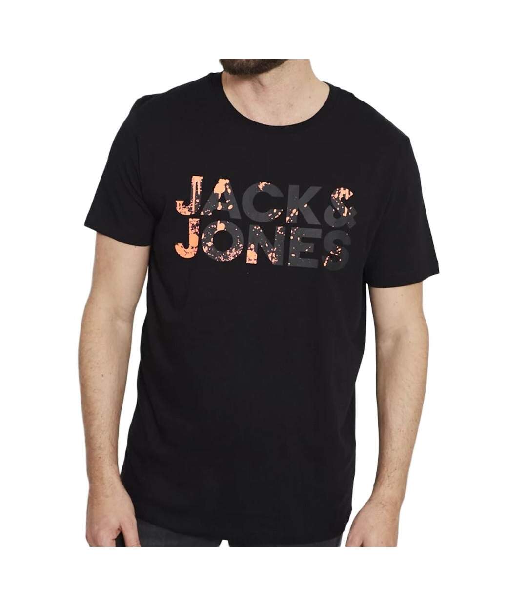 T-shirt noir/orange homme jack & jones plash - l-1