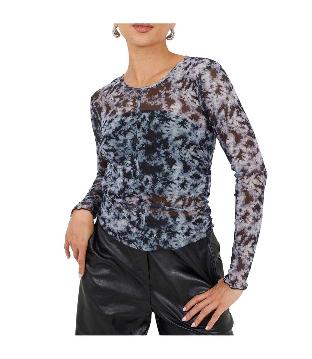 Haut Motif/style Tie-dye Femme Noir Blanc Brave Soul-2