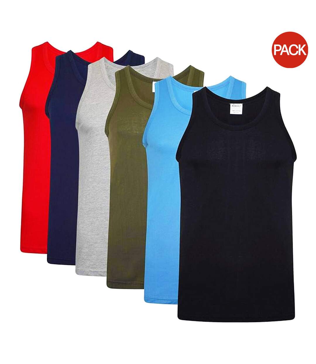 Débardeurs Homme Noir Bleu Vert Gris Bleu Marine Rouge Keanu-2