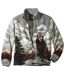 Men's Grey Fleece Jacket - Bear Print