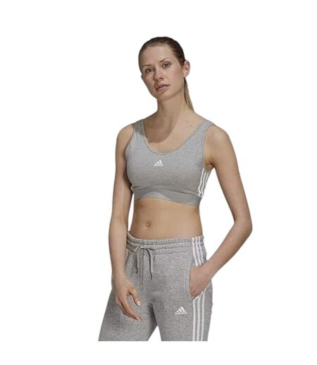 Haut Court Motif/style 3 Rayures Femme Gris Chiné Adidas