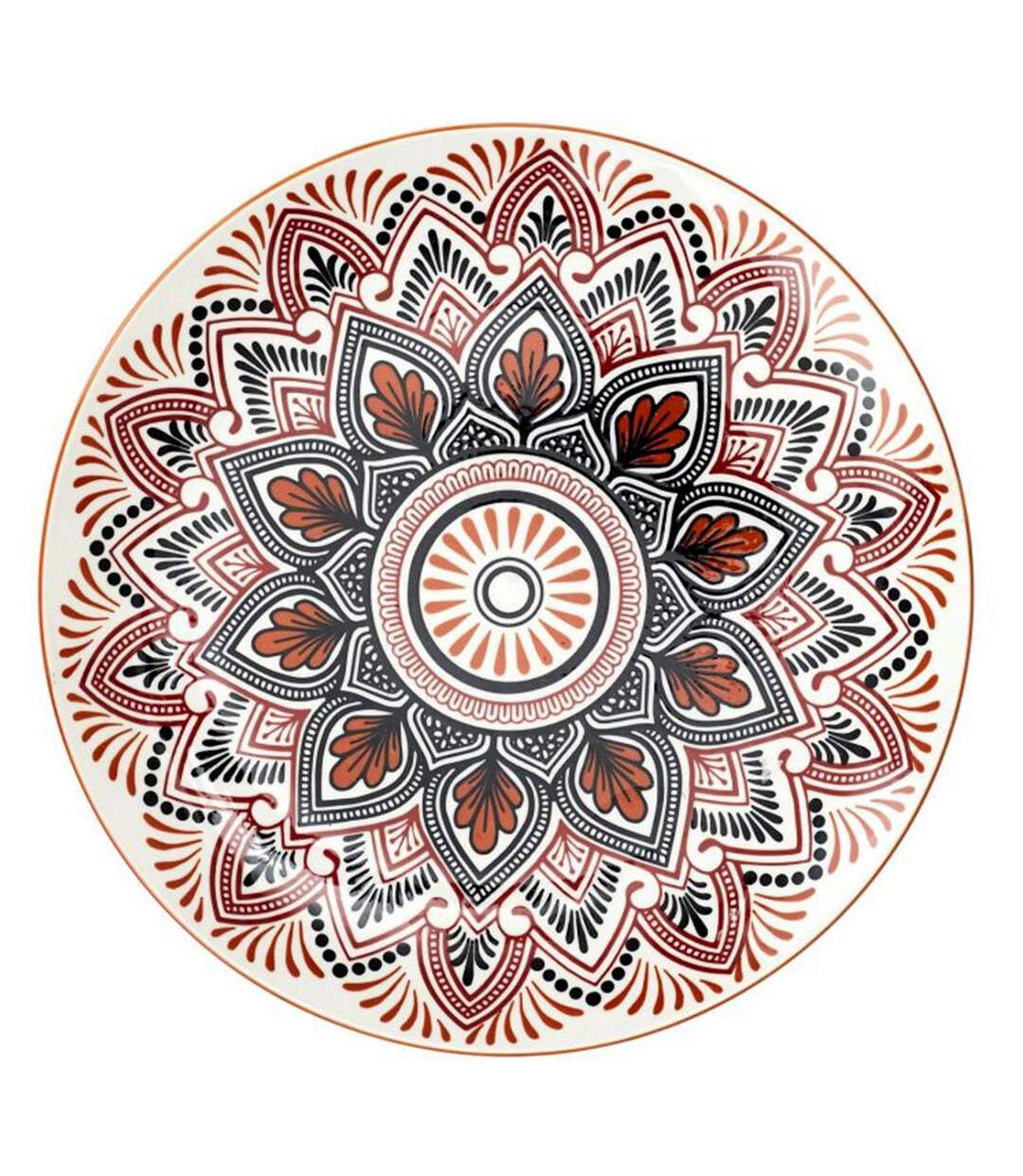 Lot de 6 Assiettes Plates Mandala 26cm Orange-1