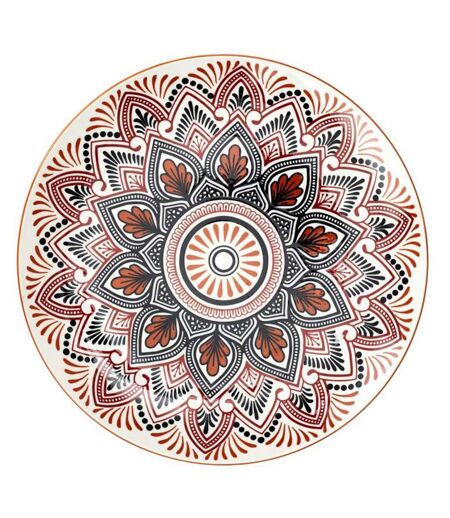 Lot de 6 Assiettes Plates Mandala 26cm Orange