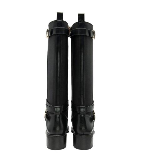 Womens/ladies Freya Leather Knee-high Boots Black Lotus Shoes