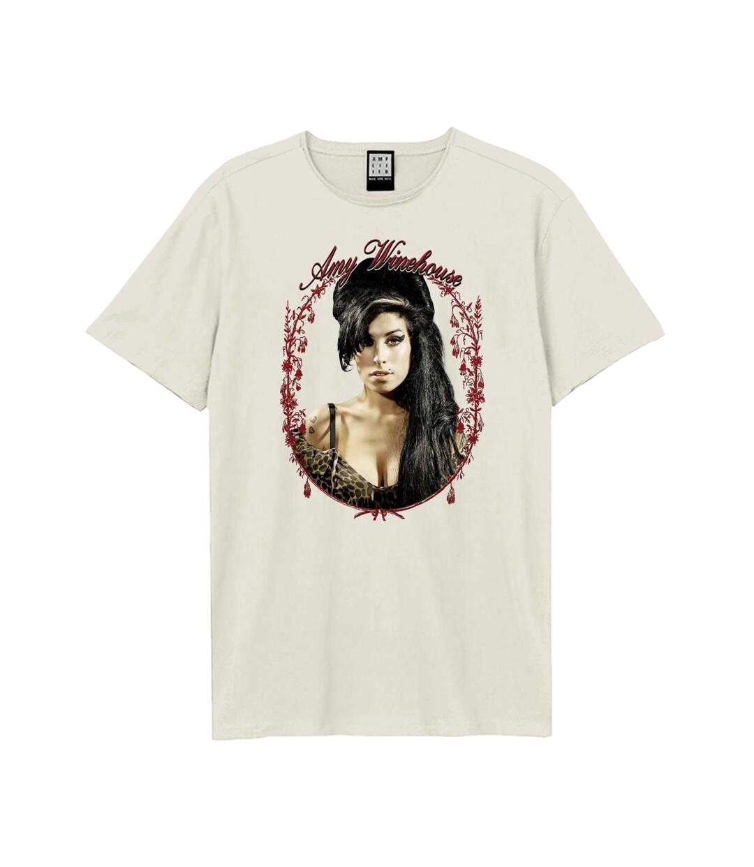 T-shirt Motif/style Cadre Floral Amy Winehouse Adulte Vieux Blanc Amplified-1
