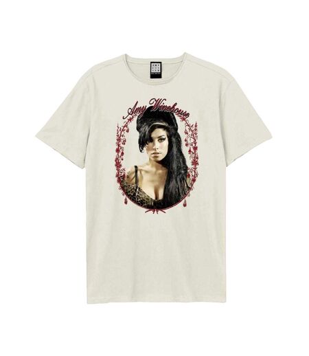 T-shirt Motif/style Cadre Floral Amy Winehouse Adulte Vieux Blanc Amplified