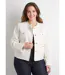Veste sans col boutonnée courte tissu natté uni-1