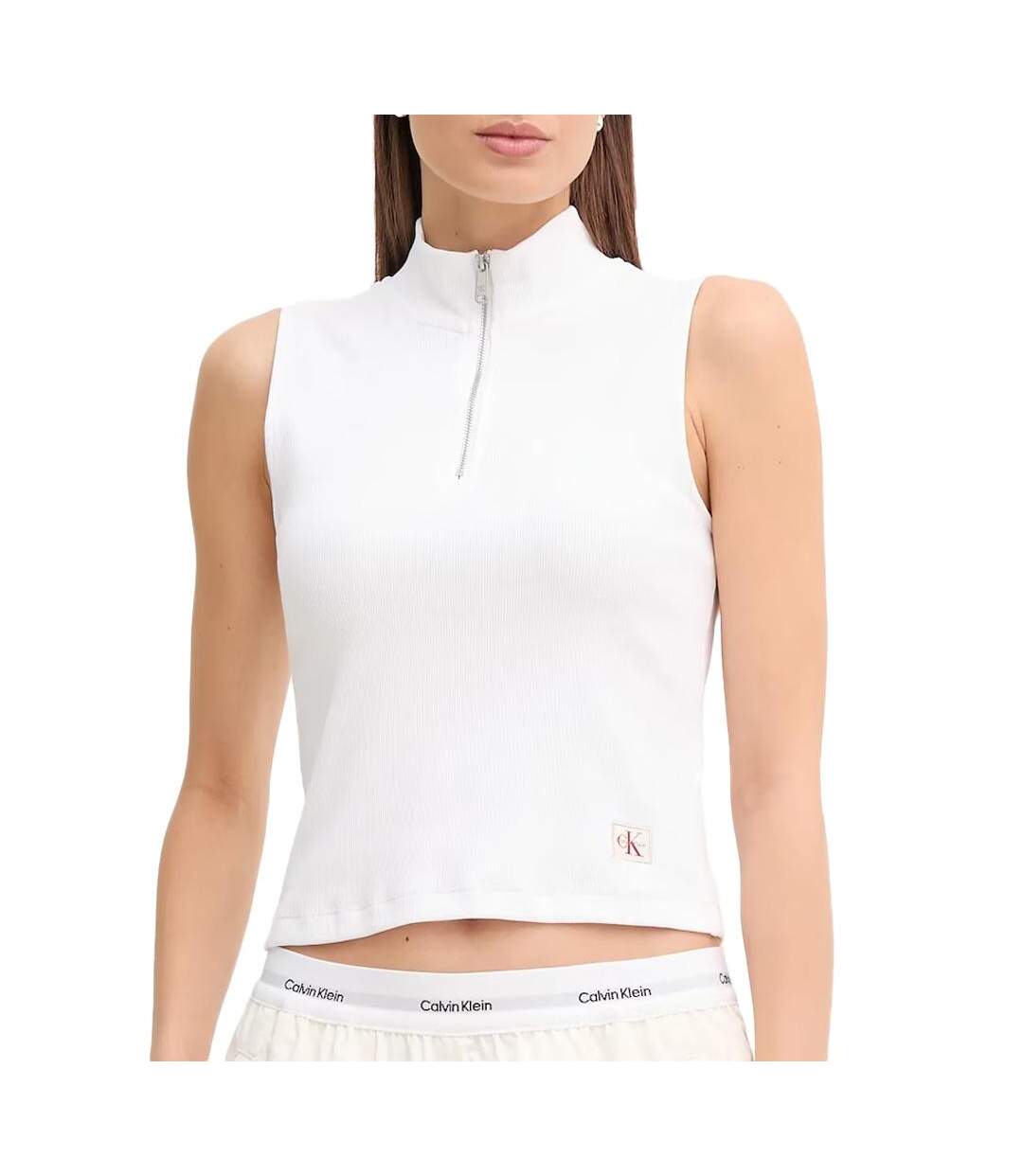 Top blanc femme calvin klein jeans a- woven-1