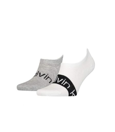 CALVIN KLEIN Lot de 2 paires de Socquettes Homme Coton RIBBON Blanc