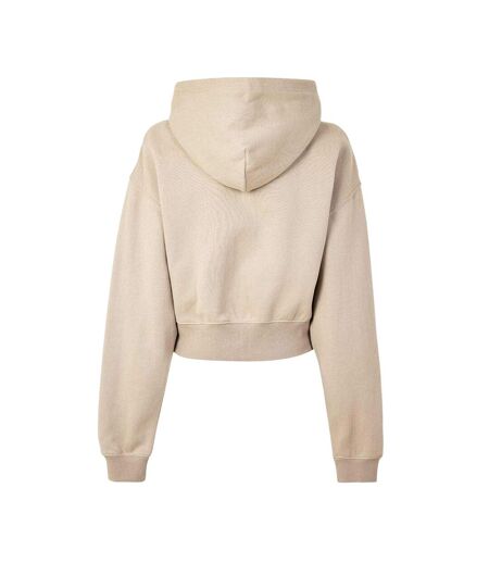 Womens/ladies Eastside Cropped Fleece Jacket Oxford Tan PE Nation