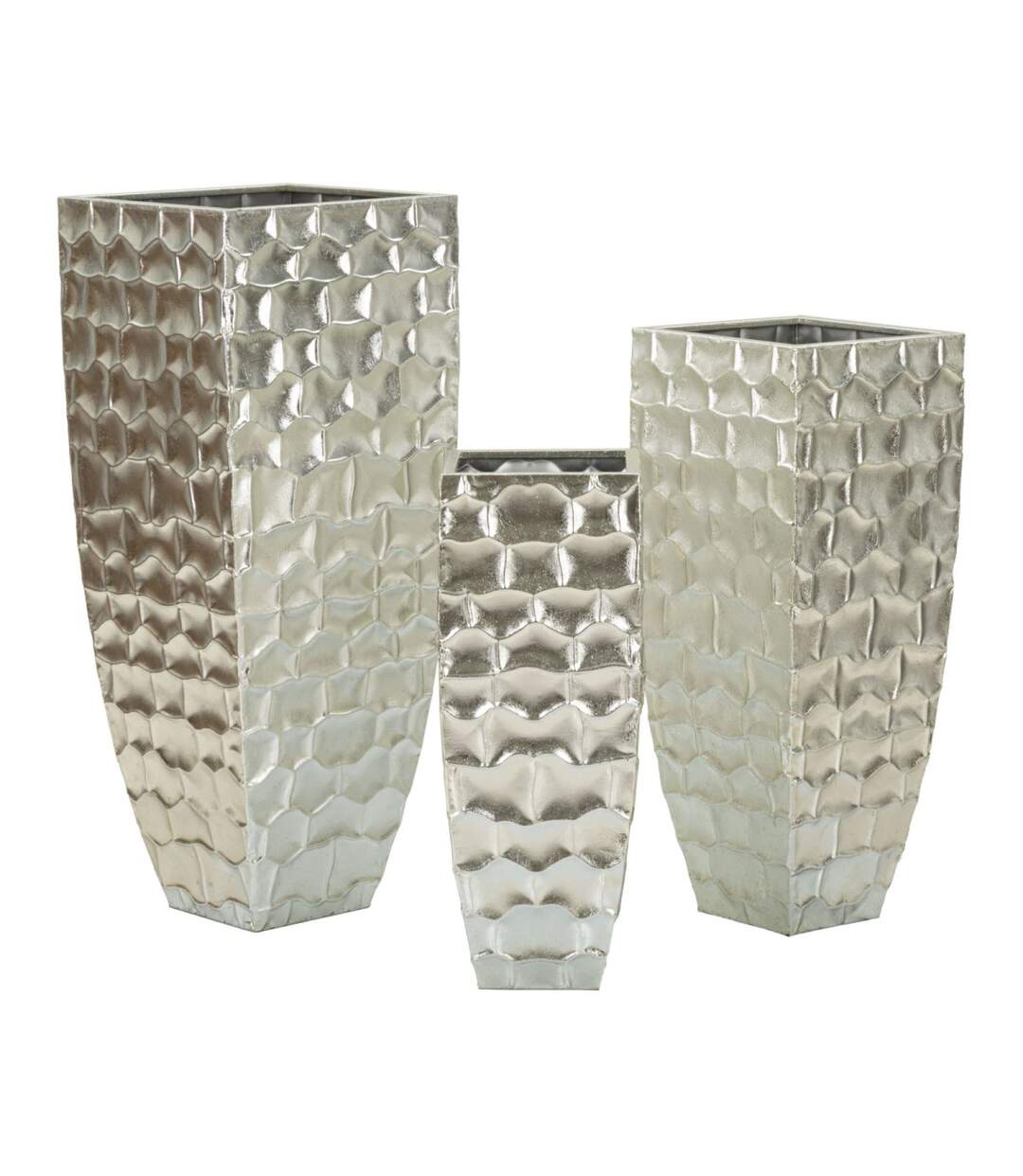 Lot de 3 Vases en Métal Argy 90cm Argent-3