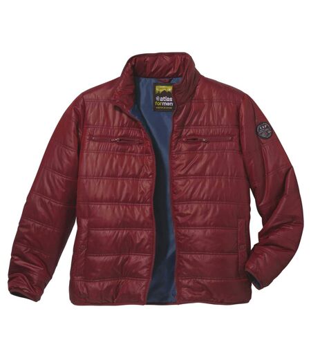 Men's Easy-Wear Burgundy Puffer Jacket - Full Zip - Water-Repellent