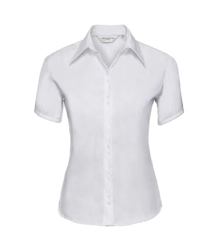 Russell Collection Ladies/Womens Short Sleeve Ultimate Non-Iron Shirt (White)