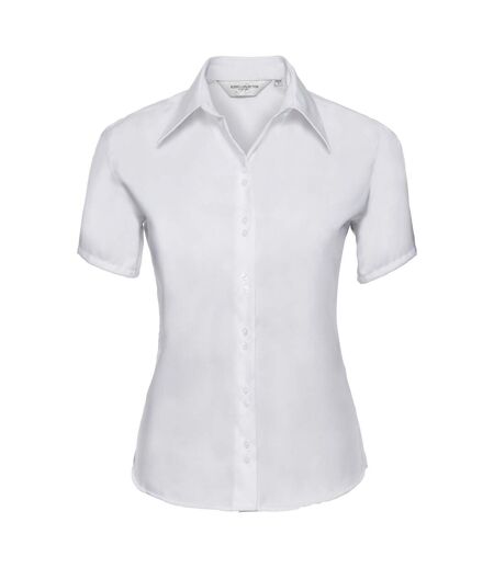 Russell Collection Ladies/Womens Short Sleeve Ultimate Non-Iron Shirt (White)