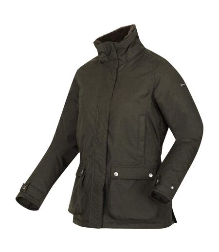 Veste Imperméable Motif/style Motif Écossais Leighton Femme Kaki Foncé Regatta
