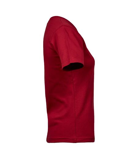 Womens/ladies Interlock T-shirt Deep Red Tee Jays