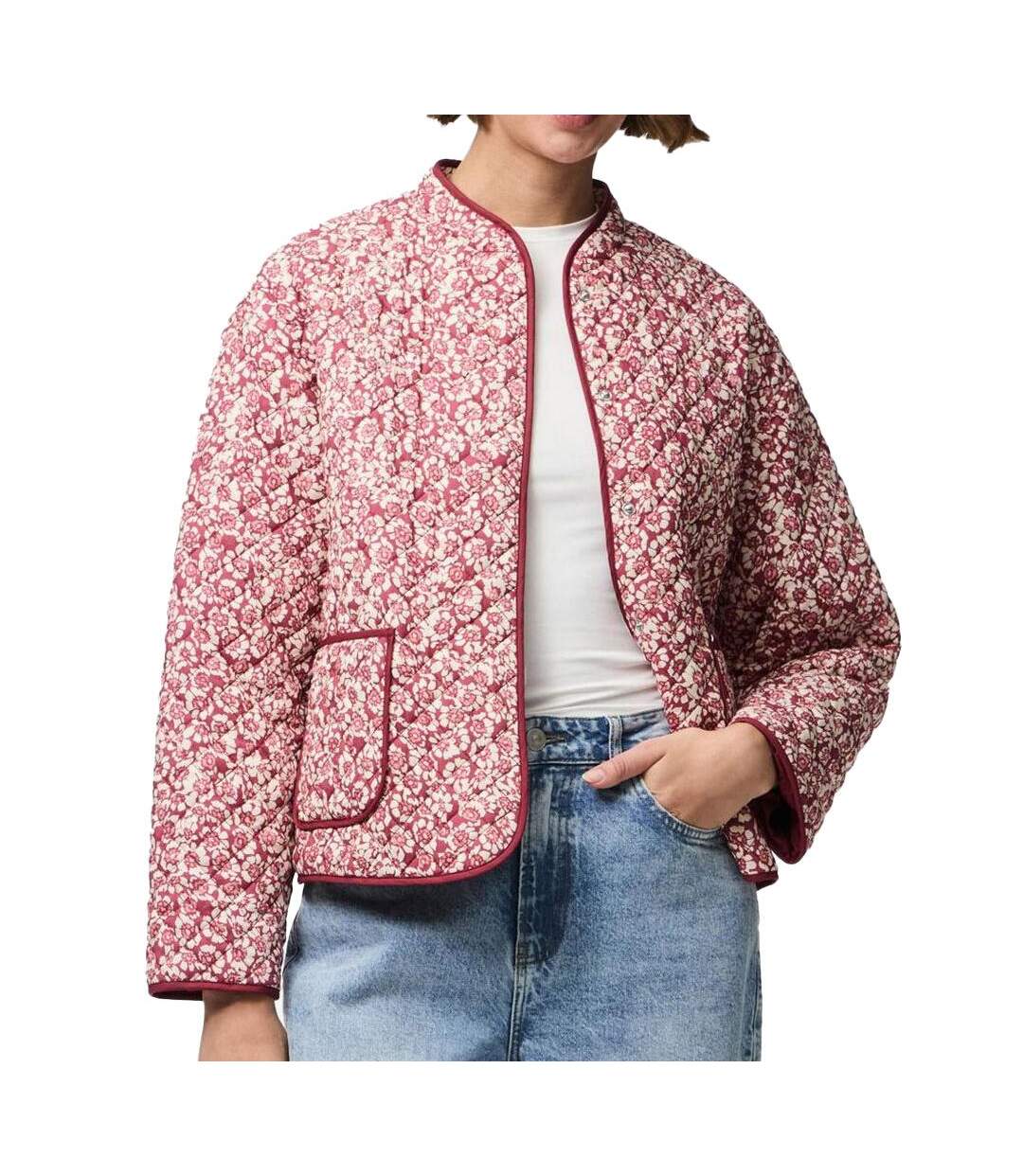 Veste matelassée rose femme pieces ke-1