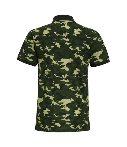 Asquith & Fox Mens Short Sleeve Camo Print Polo Shirt (Camo Green)