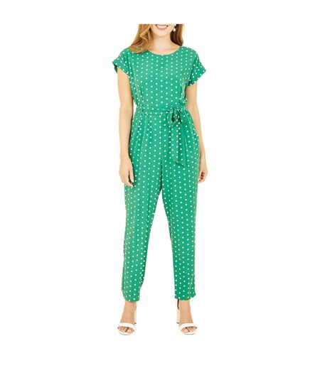 Womens/ladies Polka Dot Regular Jumpsuit Green Yumi