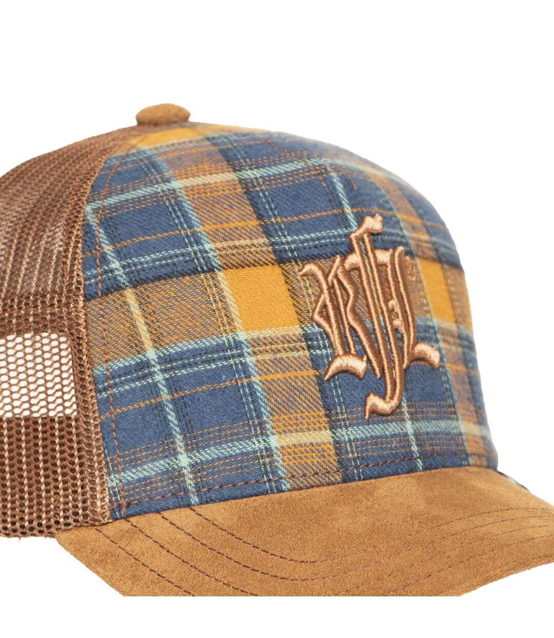 Casquette trucker à carreaux avec filet et visière suédine November Rock'n Free Life-3