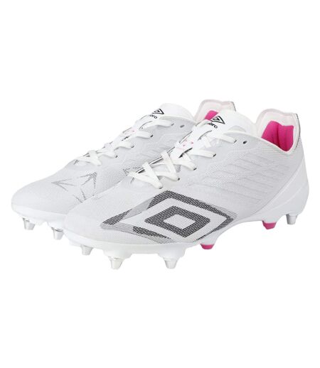 Mens Velocita Decima Pro Soft Ground Football Boots White Black Pink Glow Umbro