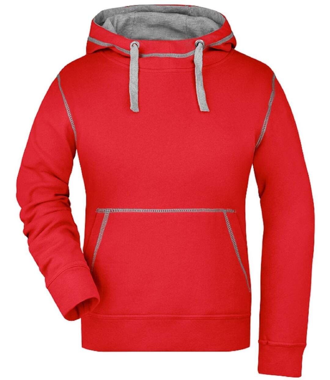 Sweat shirt à capuche femme - JN960 - rouge et gris