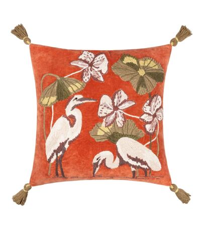 Wylder Kushiro Embroidered Throw Pillow Cover (Coral) (50cm x 50cm) - UTRV3209