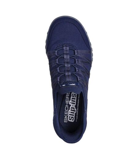 Womens/ladies breathe easy roll with me casual shoes navy Skechers