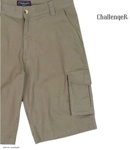 CHALLENGER INDIANA1 : Bermuda homme en coton stretch beige robuste et extensible